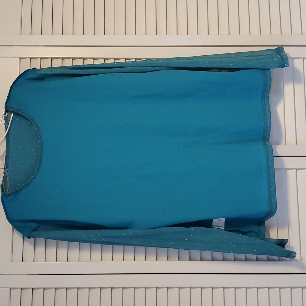 Elegant Teal Shimmering Top - Picture 7 of 10